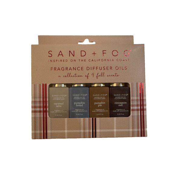 SAND AND FOG Fall Fragrance Diffuser Oils -4pk Caramel Latte, Cinnamon Roll, Pie - Picture 1 of 3